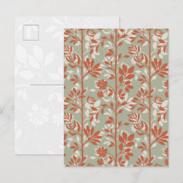 Cartão Postal Arte Floral Poética Coral Salvia Botânica