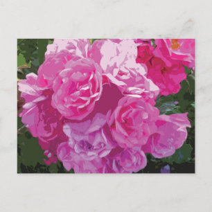 Cartão Postal Arte floral rosa