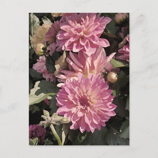 Cartão Postal Arte floral rosa por Renee Lavoie (Frente)