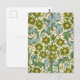 Cartão Postal Arte Floral William Morris Orchard Green