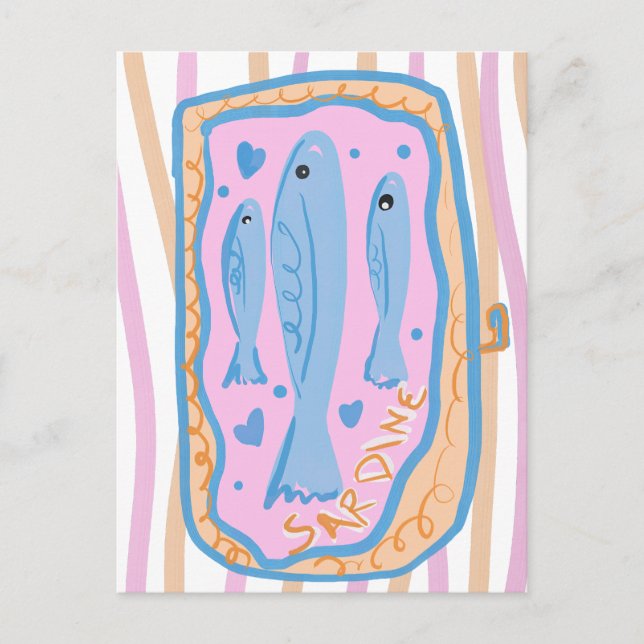 Cartão Postal Arte Fofa de Sardinha (Frente)