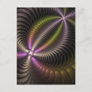 Cartão Postal Arte Fractal 3D Colorida abstrato brilhante
