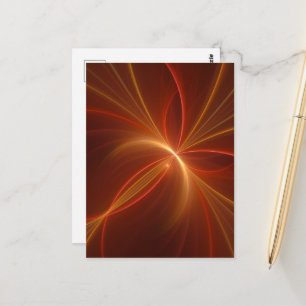 Cartão Postal Arte fractal abstrata mística moderna cores quente