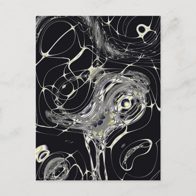 Cartão Postal Arte Fractal Abstrata Teia Dourada (Frente)