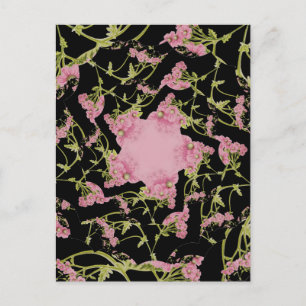 Cartão Postal Arte fractal de Achillea, rosa e negra
