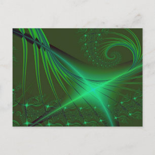 Cartão Postal Arte Fractal Verde Interrompida