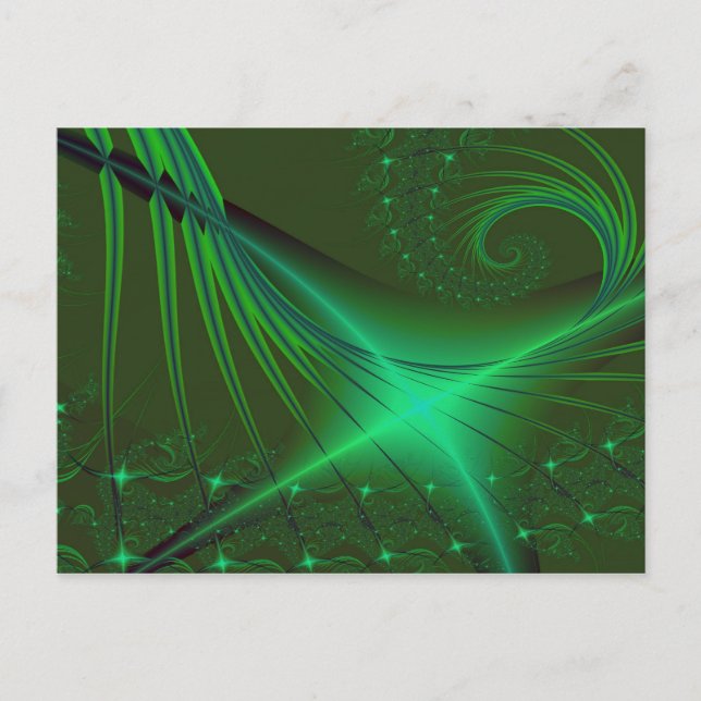 Cartão Postal Arte Fractal Verde Interrompida (Frente)