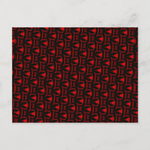 Cartão Postal Arte Fractal Vermelha E Preta