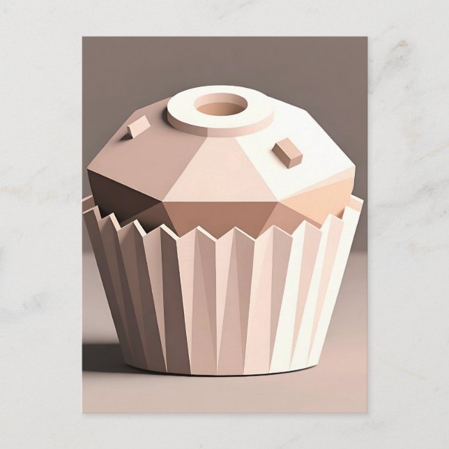 Cartão Postal Arte Geométrica de Cupcake Facetado (Frente)