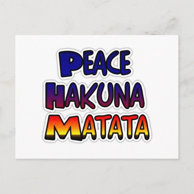 Cartão Postal Arte Gradiente da Paz de Hakuna Matata (Frente)