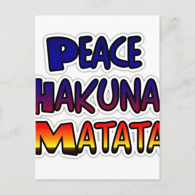 Cartão Postal Arte Gradiente da Paz de Hakuna Matata (Frente)
