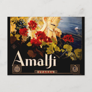 Cartão Postal Arte Gráfico de Poster de Viagem Vintage Amalfi It