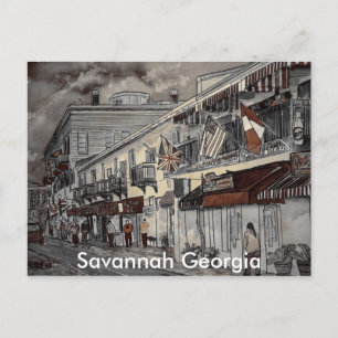 Cartão Postal Arte histórica da arquitetura Cityscape, Savannah