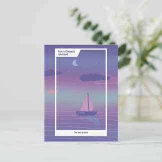 Cartão Postal Arte Inspirado em Tarot de Cinco de Espadas invert