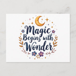 Cartão Postal Arte Inspirador da Lua e Estrelas