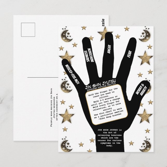 Cartão Postal Arte Japonesa Harmonizando a Mão Energia da Vida (Frente/Verso)