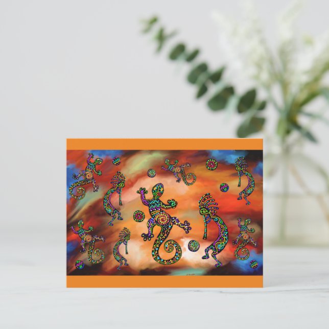 Cartão Postal Arte Kokopelli (Em pé/Frente)