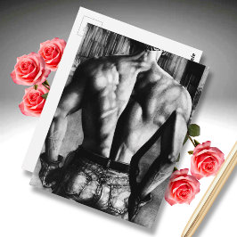 Cartão Postal Arte Legal de Costas de Homem Musculoso em Jeans J
