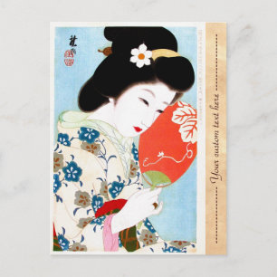 Cartão Postal Arte legal japonesa oriental fixe de uma senhora g