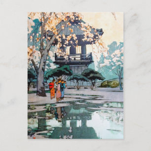 Cartão Postal Arte legal oriental Hiroshi Yoshida Santuário Japo