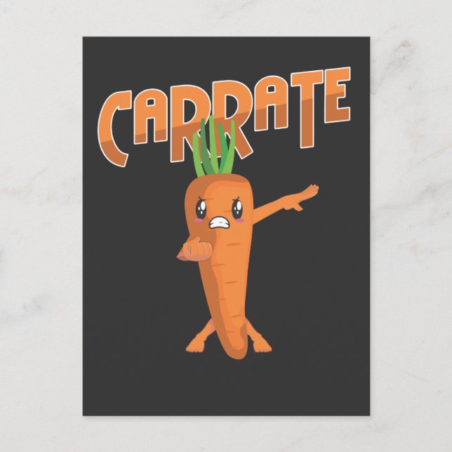Cartão Postal Arte Marcial Vegan Combatendo Carrot Vegetariano (Frente)