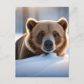 Cartão Postal Arte Marrom Urso e Parede