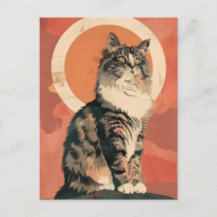 Cartão Postal Arte Moderna de Gato da Floresta Norueguesa