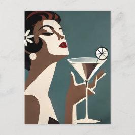 Cartão Postal Arte Moderna de Meados do Século A Martini DIva