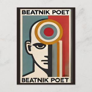 Cartão Postal Arte Moderna de Meados do Século Beatnik Poeta