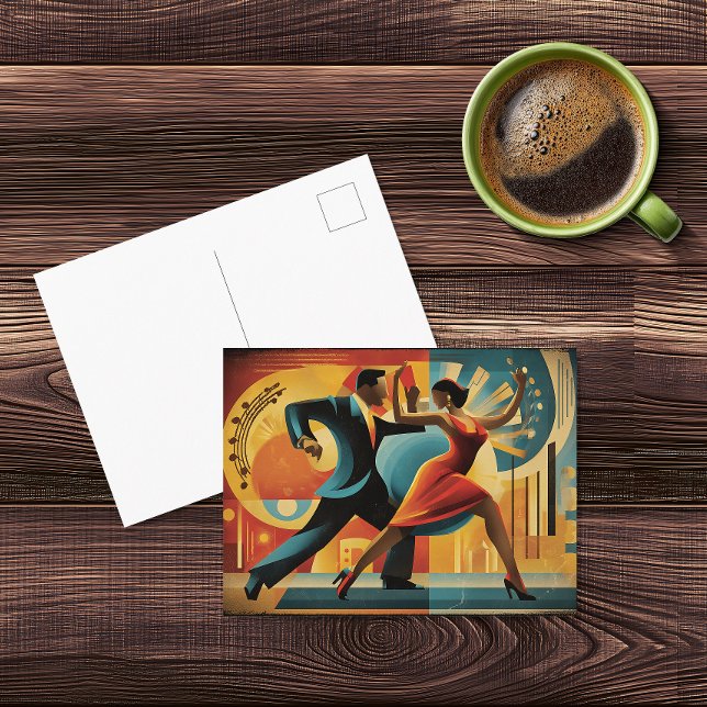Cartão Postal Arte Moderna Decó Dançarinos de Tango (Criador carregado)