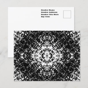 Cartão Postal Arte Moderna em Preto e Branco Abstrata Hipnótica