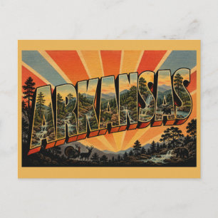 Cartão Postal Arte Montanhas Florestas Molas Arkansas
