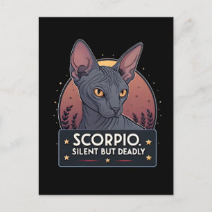 Cartão Postal Arte Mortal Silenciosa do Gato Esfinge do Zodíaco