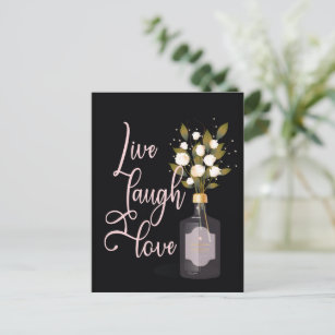 Cartão Postal Arte Motivacional com Flores - Rir ao Vivo