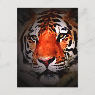 Cartão Postal Arte Motivacional de Rosto de Tigre