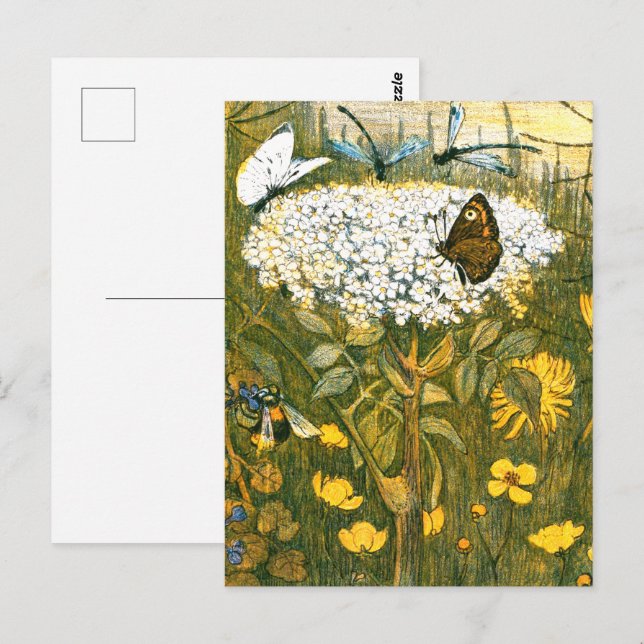 Cartão Postal Arte Neerlandesa Nouveau Meadow Wildflower, Borbol (Frente/Verso)