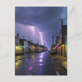 Cartão Postal Arte: Noite Tempestuosa no Centro da Cidade