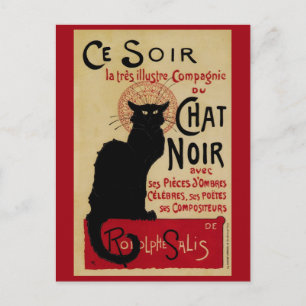 Cartão Postal Arte Nova Antiga, Ce Soir Chat Noir Gato Preto