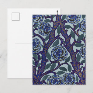 Cartão Postal Arte Nova com padrão floral inspirado em Samarcand