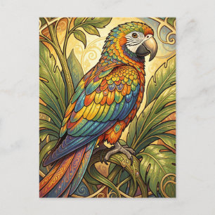 Cartão Postal Arte Nova Papagaio Arco-Íris Vibrante