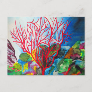 Cartão Postal Arte oceânica Red Coral Reef