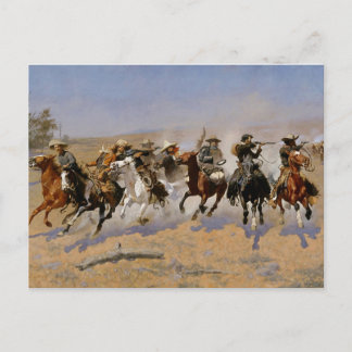Cartão Postal Arte Ocidental de Frederic Remington “Fuga Para O