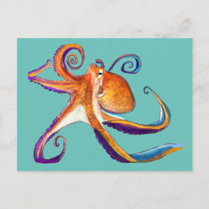 Cartão Postal Arte octopus sealife