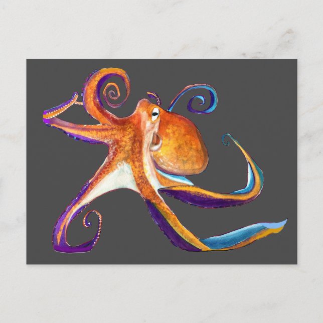 Cartão Postal Arte octopus sealife (Frente)