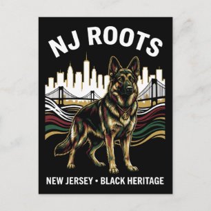 Cartão Postal Arte Orgulho da Herança Negra Pastor Alemão NJ Roo