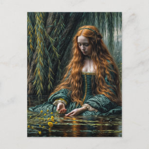 Cartão Postal Arte Original Ophelia Perto da Árvore de Salgueiro
