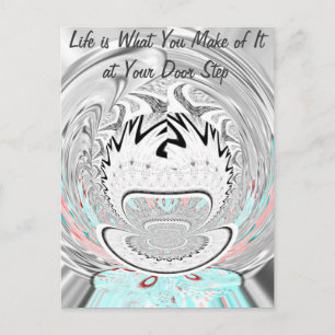 Cartão Postal Arte Padrão da Flora Abstrato da Cinza Urbana Mode