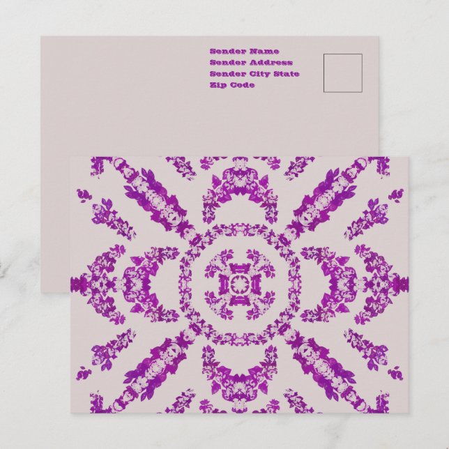 Cartão Postal Arte-Padrão de Design de Flor Orquídea abstrato Ro (Frente/Verso)