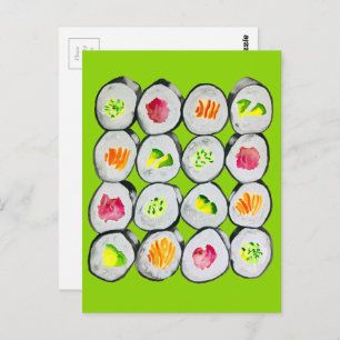 Cartão Postal Arte para ilustração de sushi