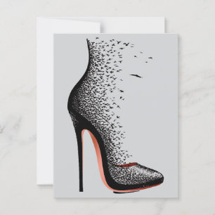 Cartão Postal Arte para Parede High Heel Birds – Sapato de Moda 